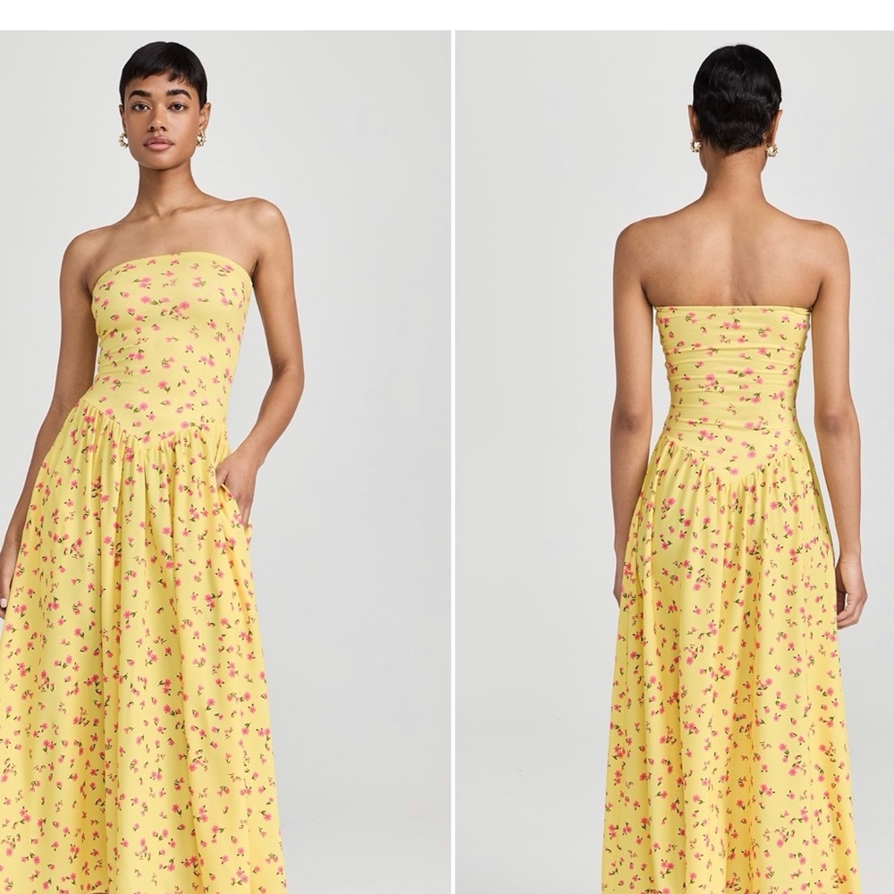 Resa Yellow Floral Strapless Dress